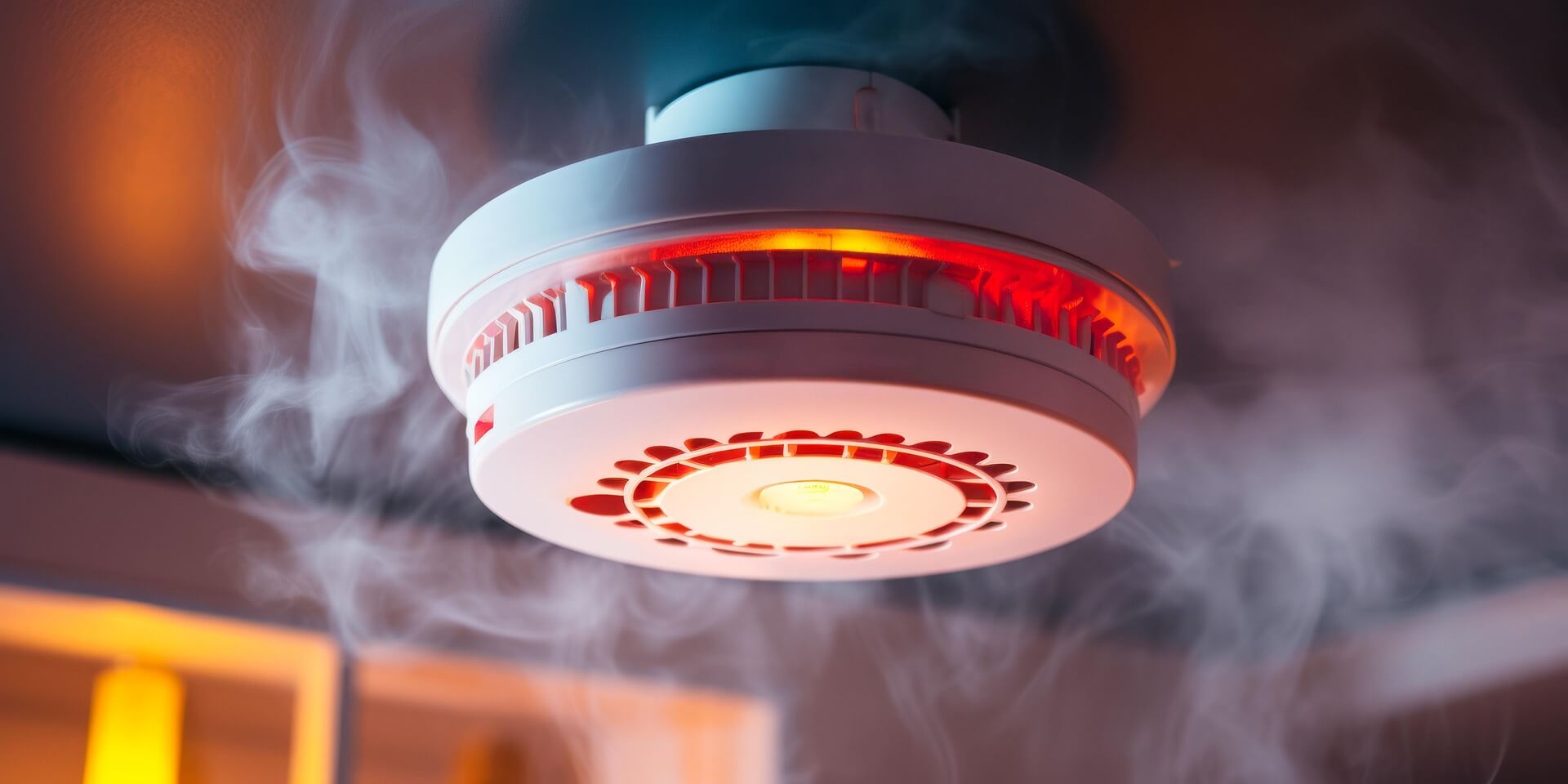 Brandmelder an der Decke eines Raumes welcher aktiviert wurde